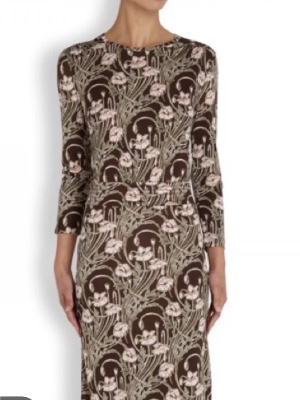 Tory Burch Brown Dress with Light Pink Floral Print